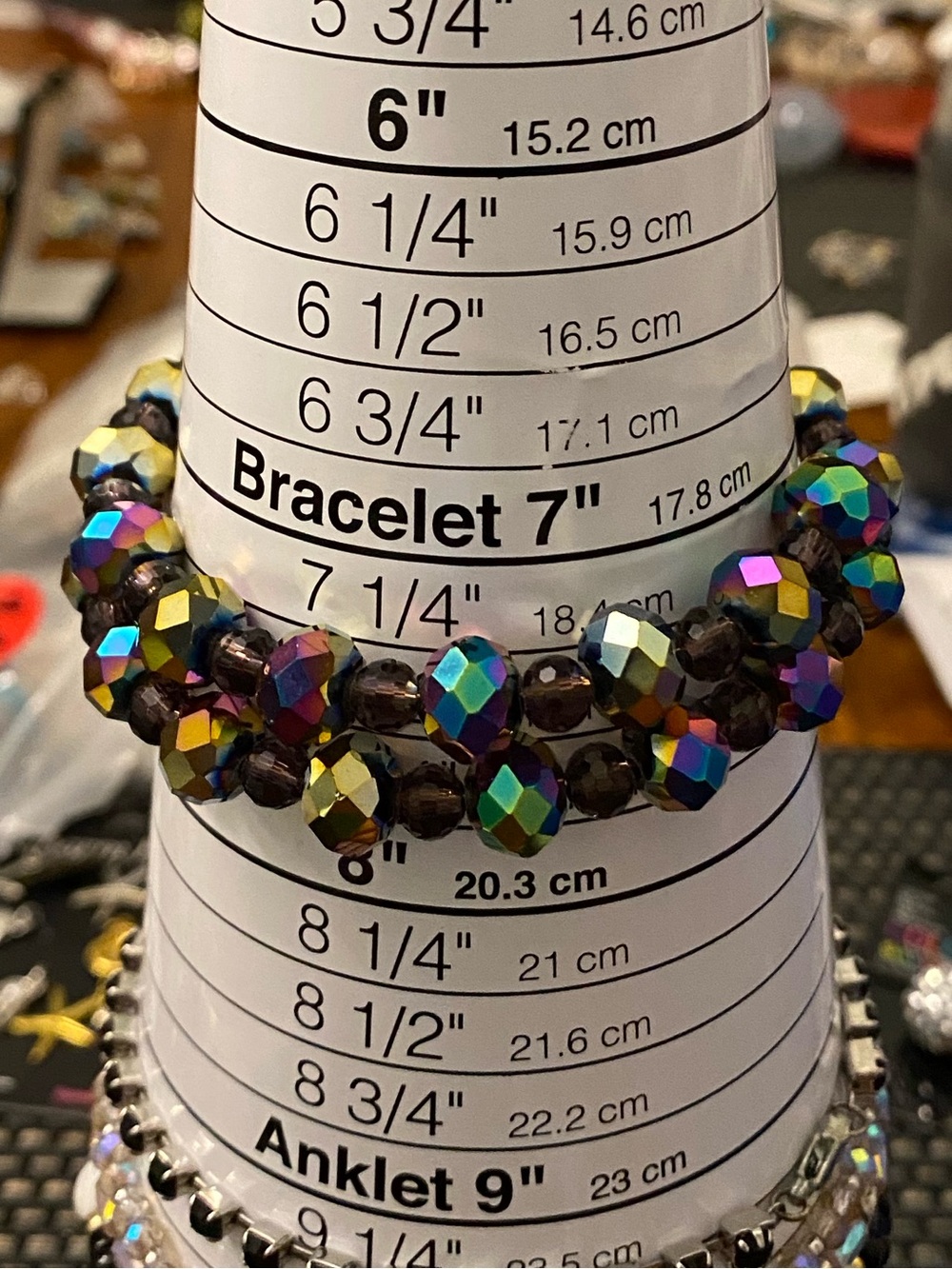 Multi-Color (Oil Slick) Faceted Beaded Wrap Bracelet - Picture 4 of 5